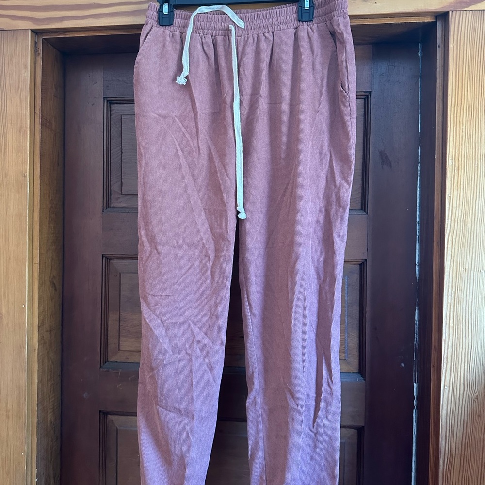 Women's Casual Drawstring Pants - Rust